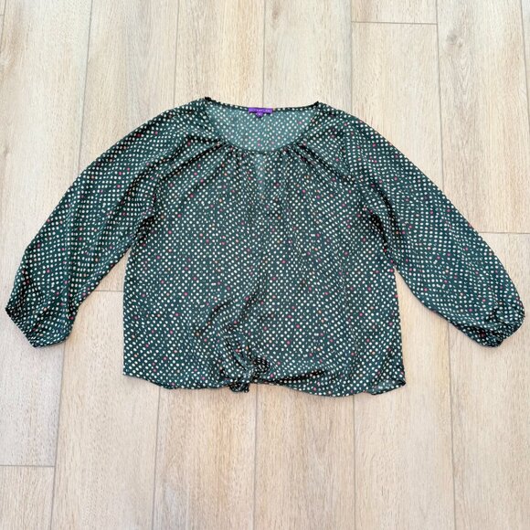 West Kei Polka Dot Tie-Front Blouse β Teal Multi, Size M πβ¨ - Picture 9 of 15